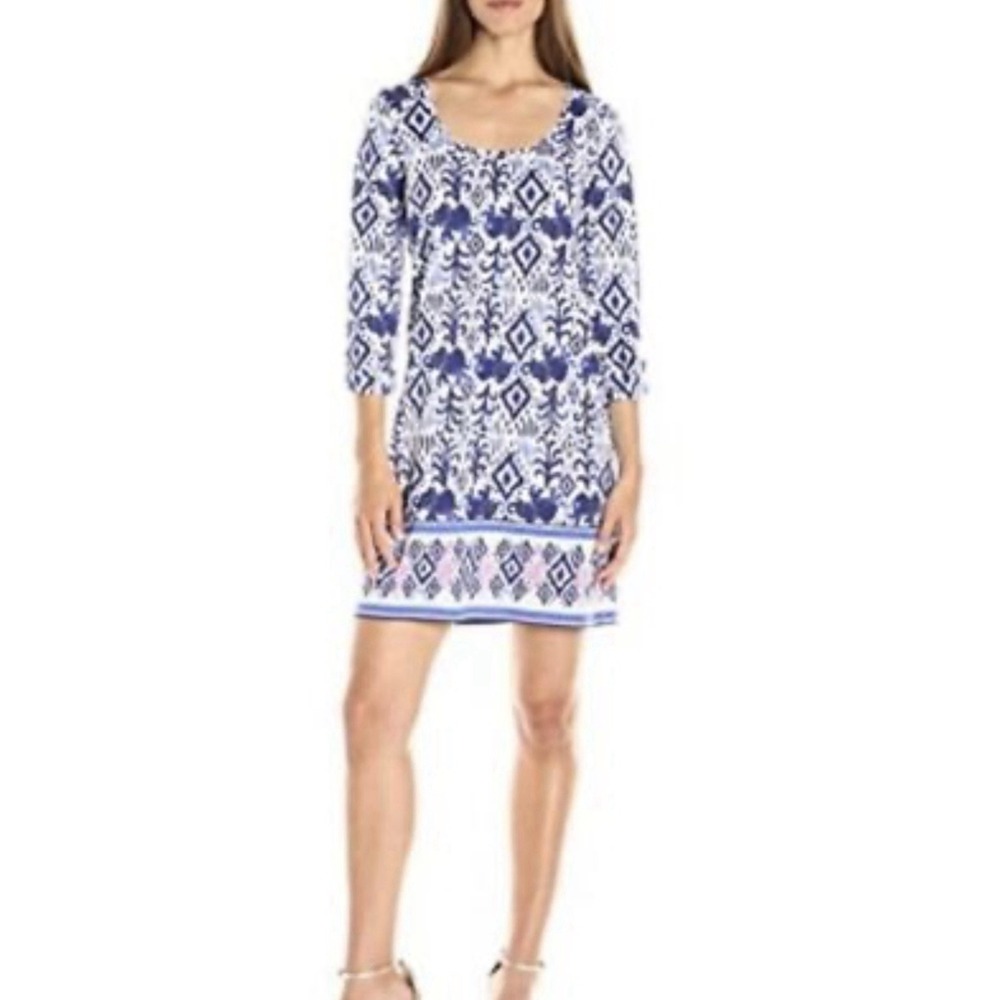 LILLY PULITZER Ocean Ridge cotton roll tab sleeve shift dress Medium